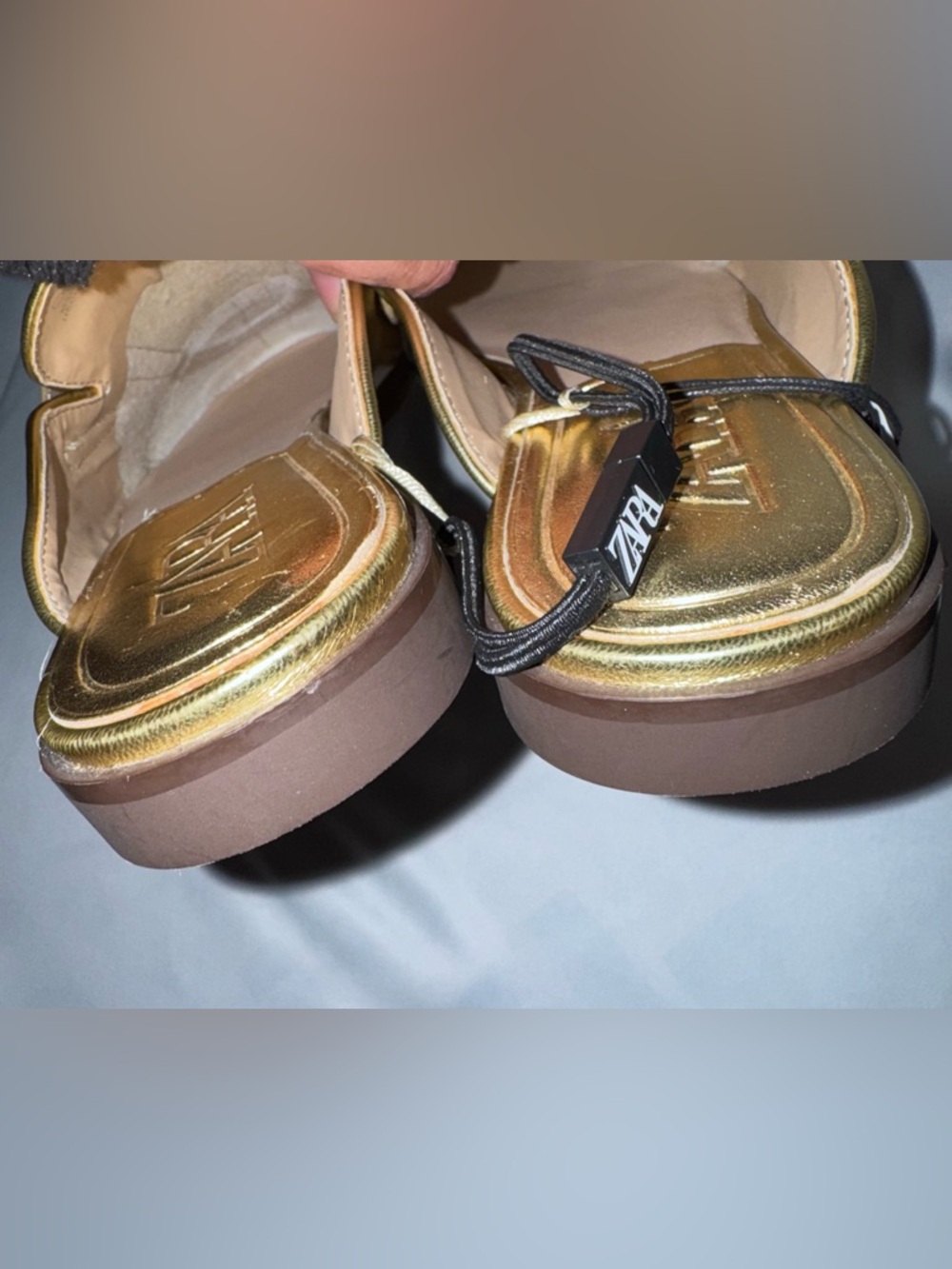 Zara Women’s Metallic Gold Slip-On Mules with Bit Detail, Size 39 New with Tags - Picture 9 of 11